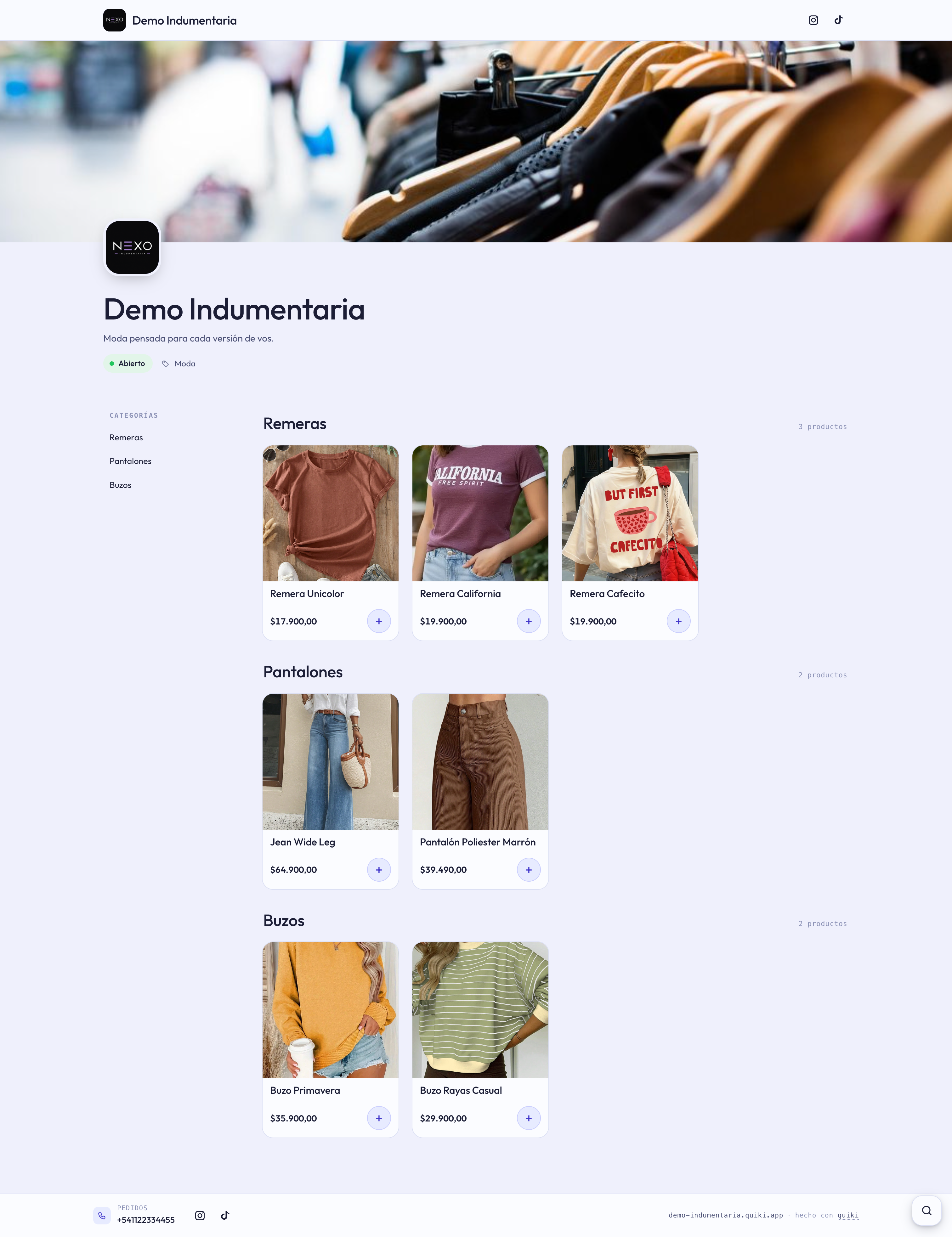 Tienda Demo Indumentaria
